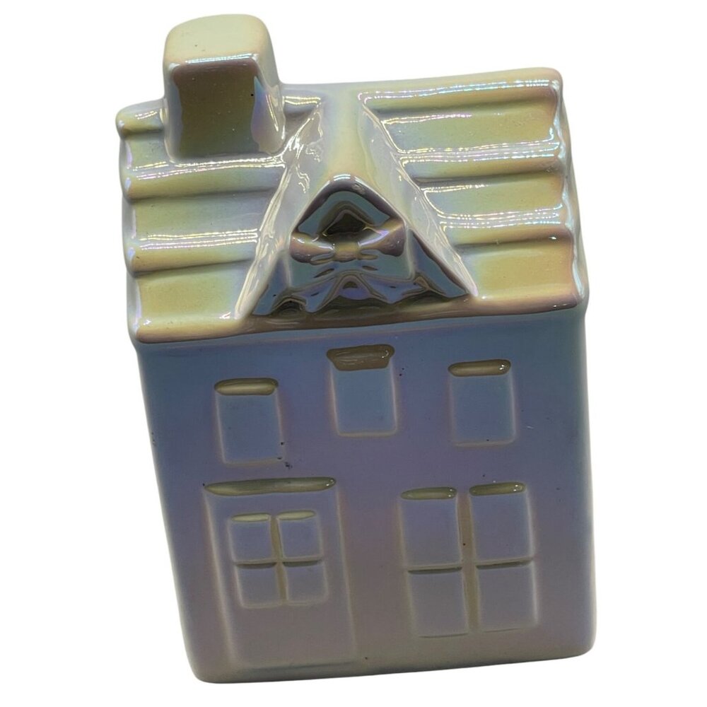 iridescent Christmas house bow village decoration 4x3x5.5" READ